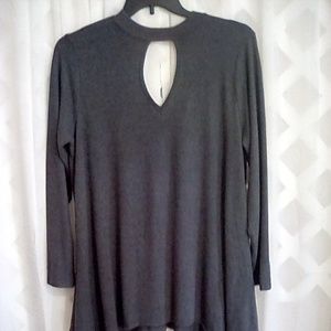 ING+ Choker Neck Gray Sharkbite Sweater